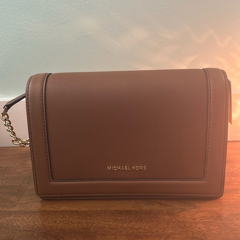 MICHAEL KORS JET SET SAFFIANO LEATHER CROSSBODY BAG BROWN NWT